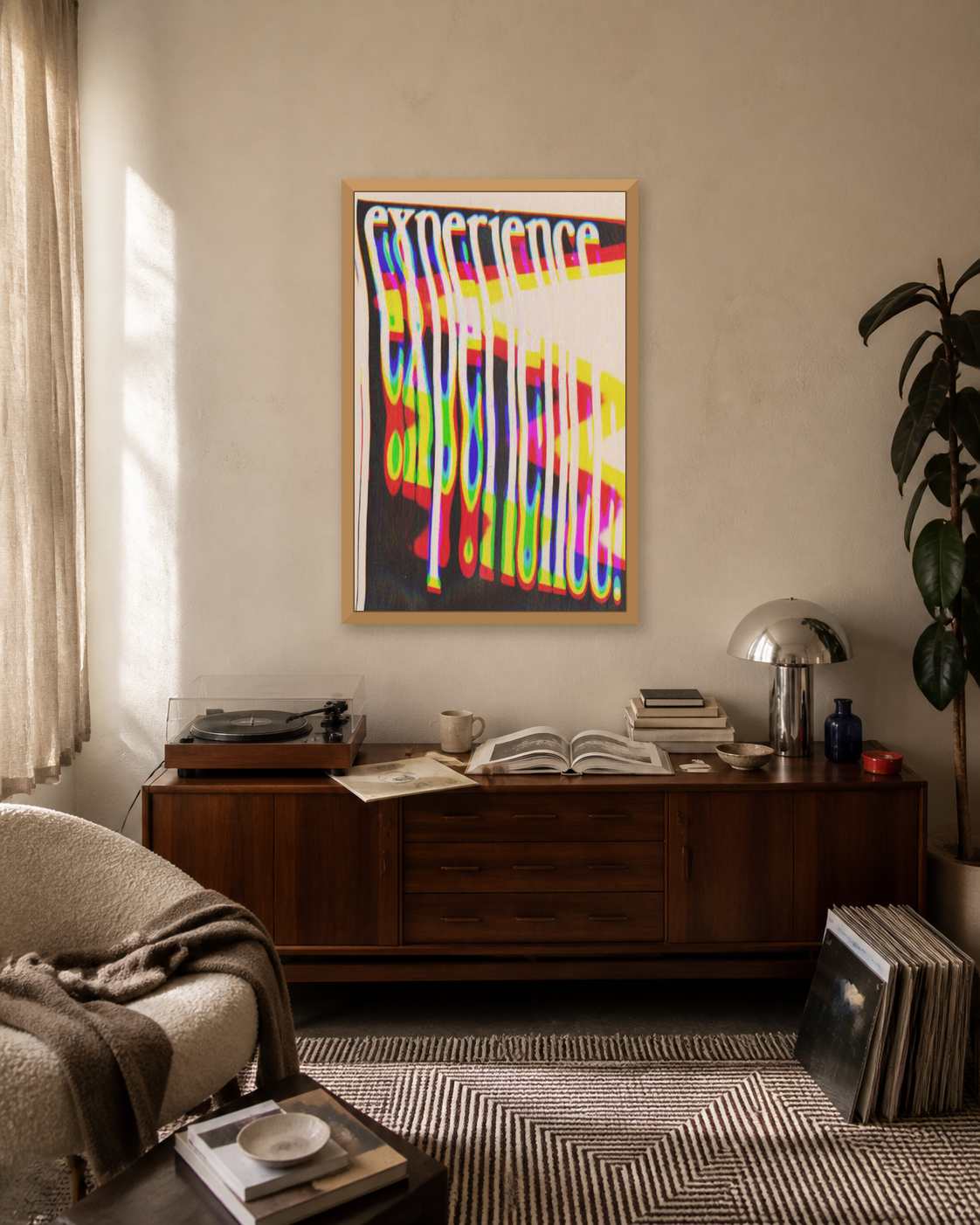 Experience fine-art print shown framed in a lived-in modern interior