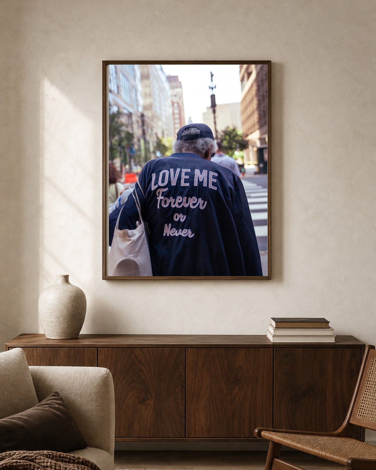 Love Me Forever shown in a warm living space; frame not included