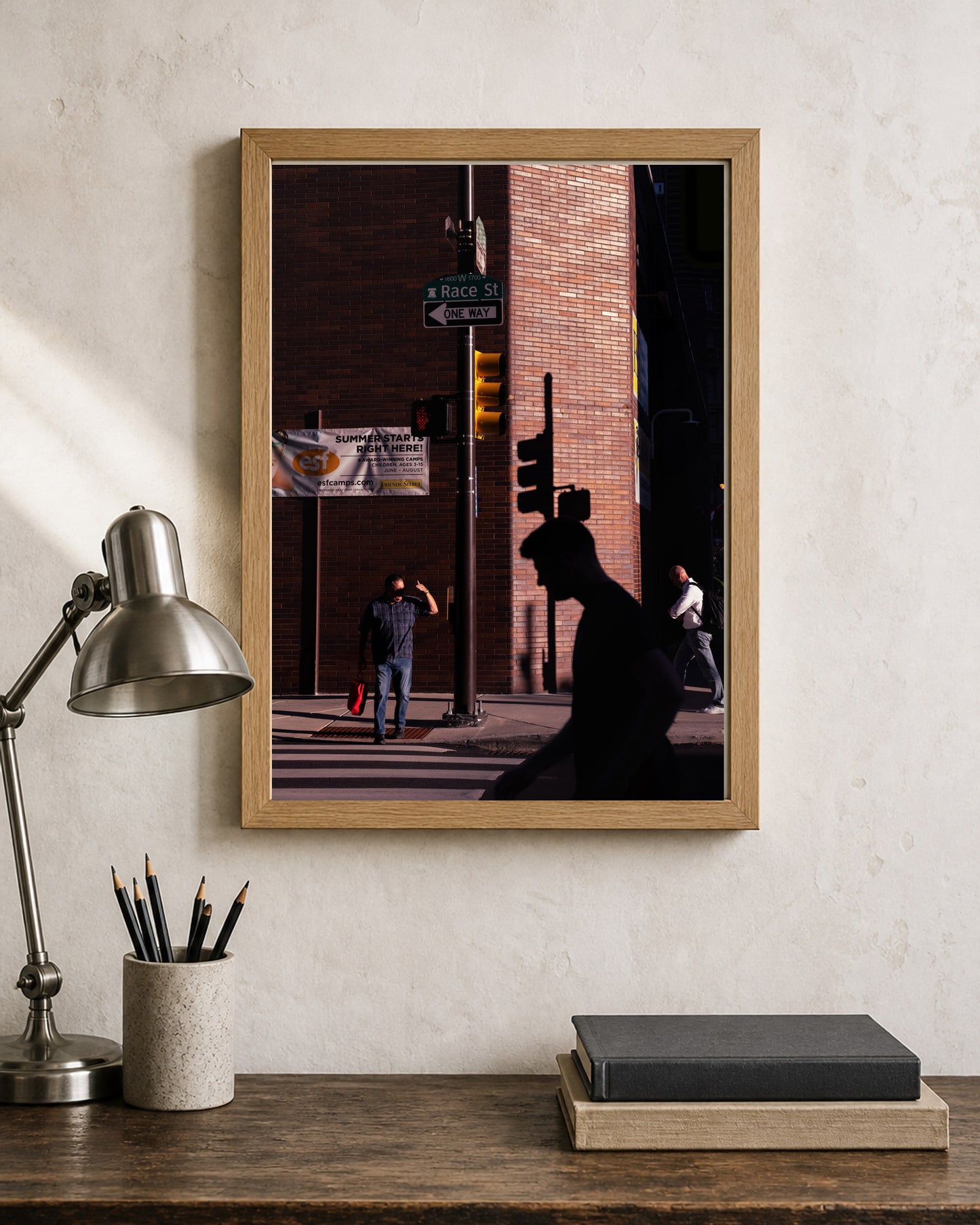 Race Street Shadows shown in a warm living space; frame not included