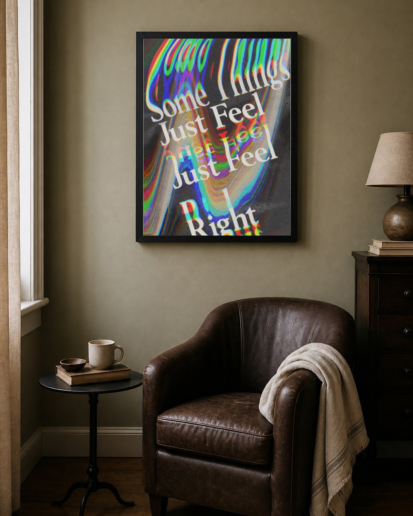 Some Things shown in a warm living space; frame not included