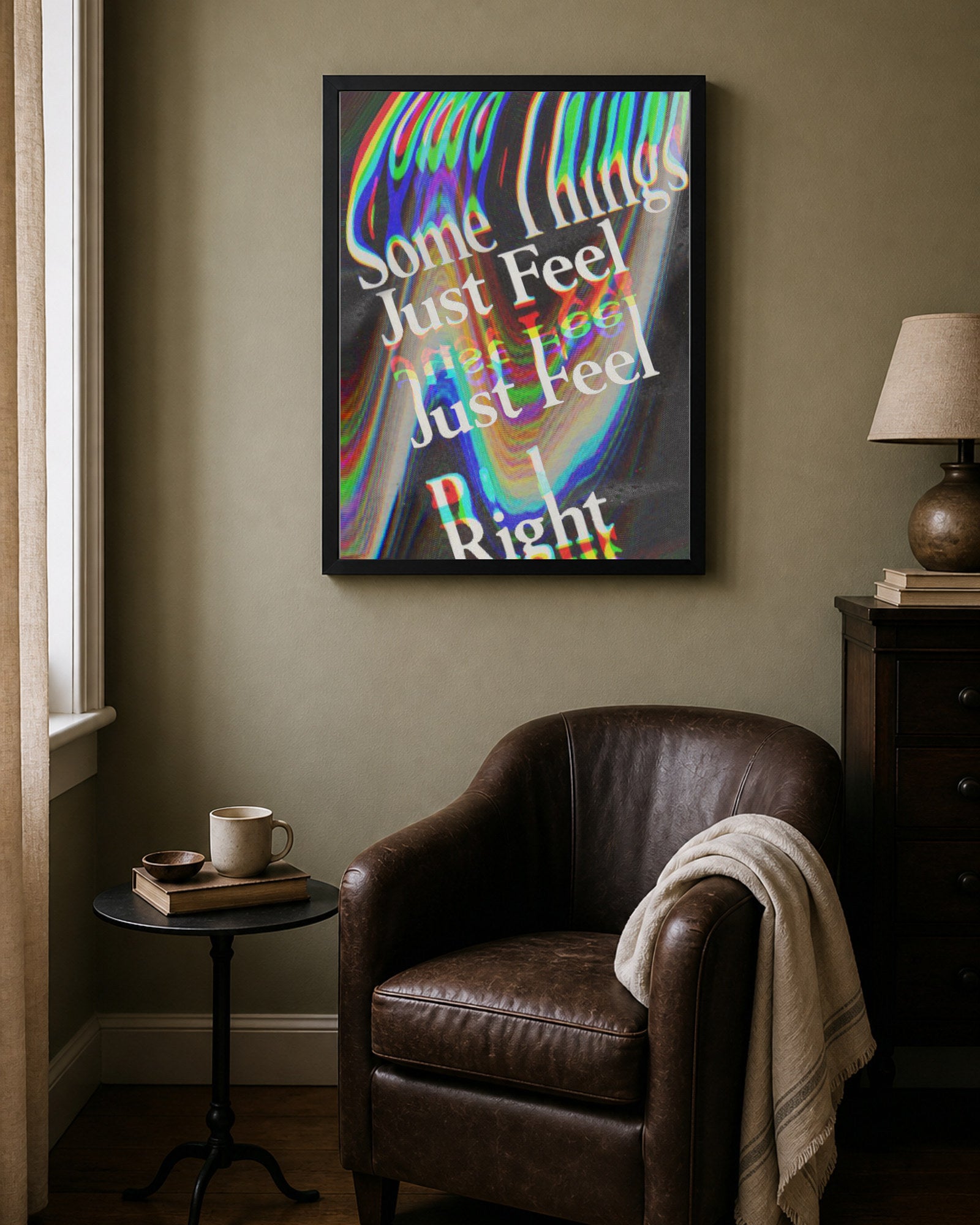 Some Things shown in a warm living space; frame not included