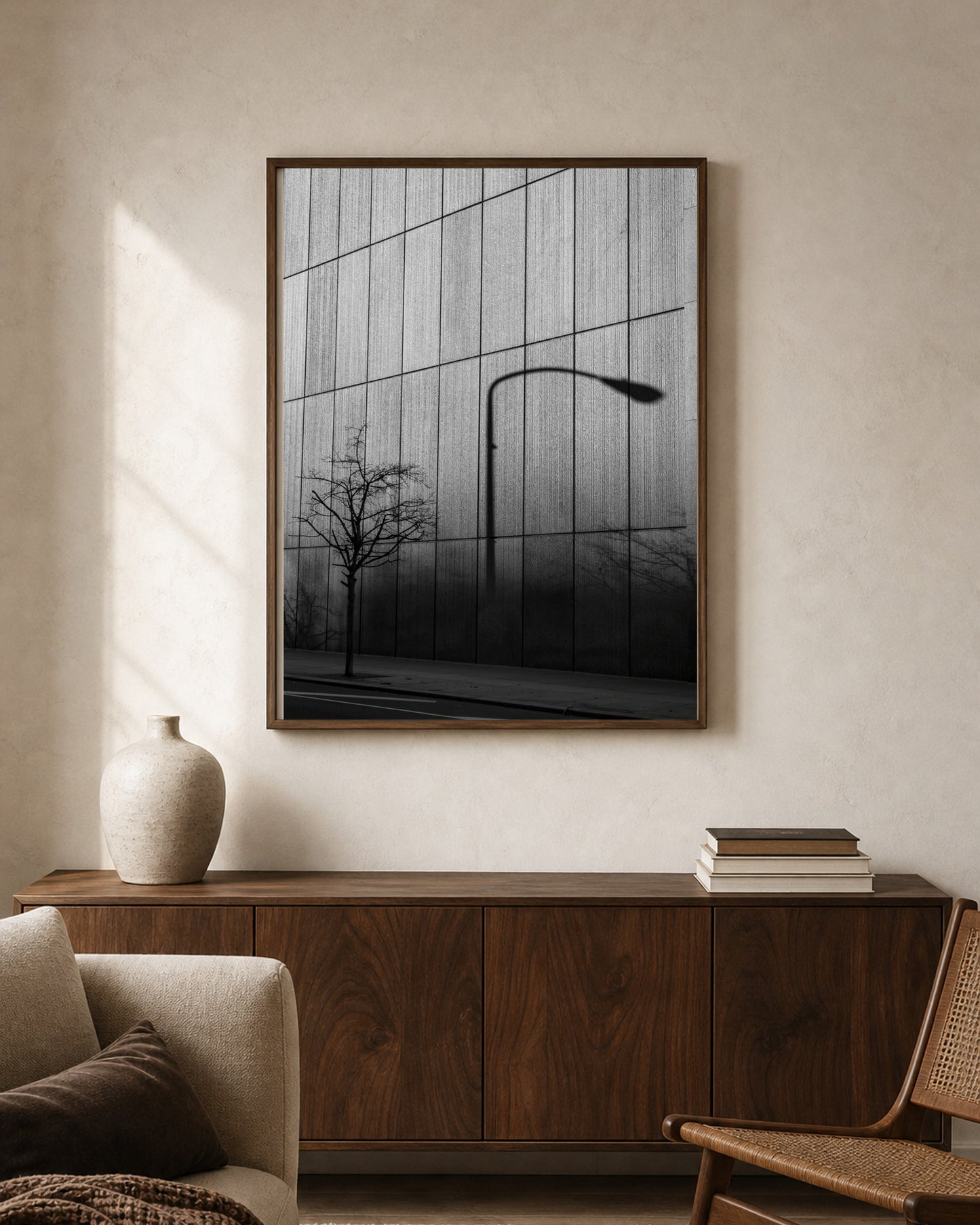 Urban Shadowscape shown in a warm living space; frame not included