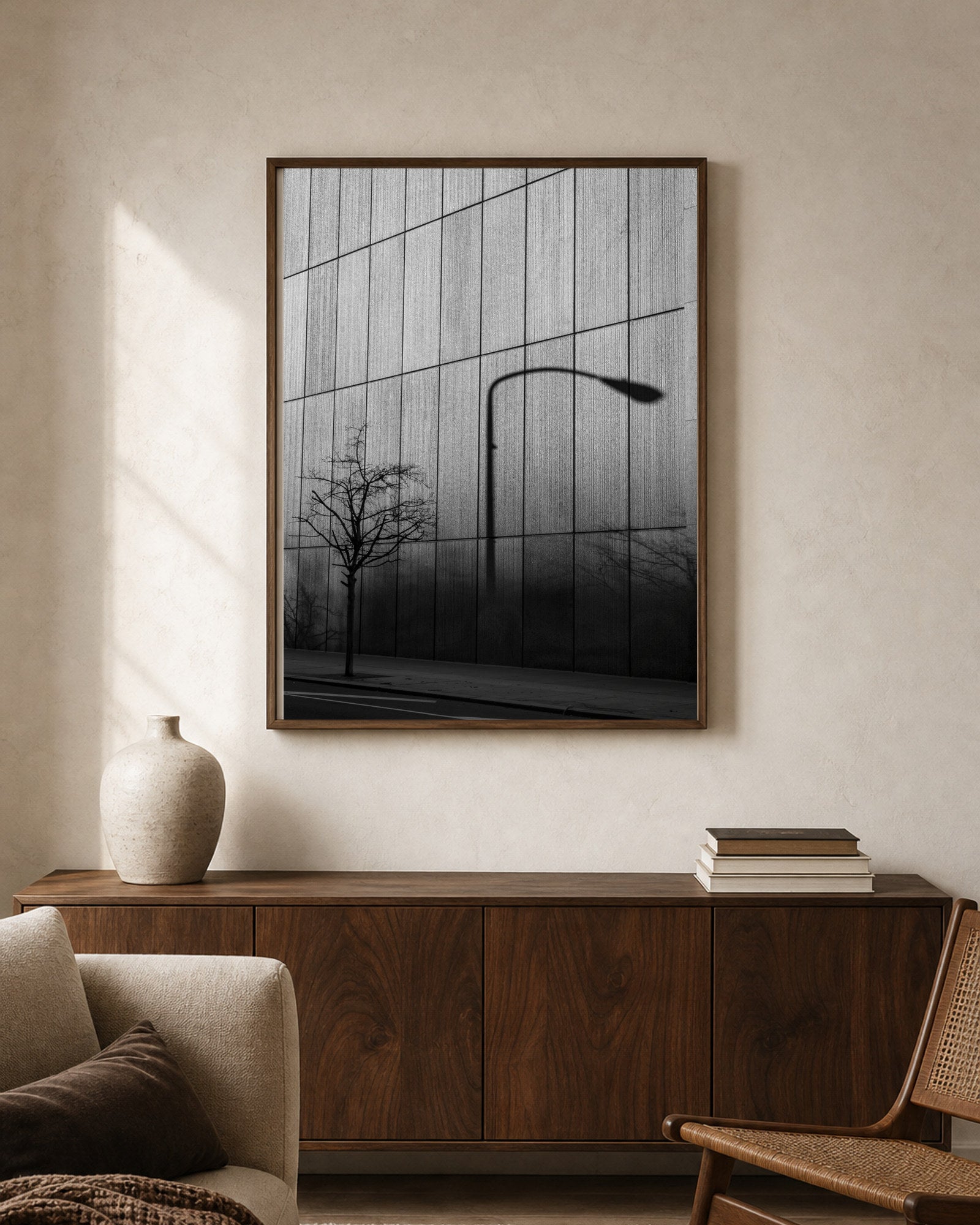 Urban Shadowscape shown in a warm living space; frame not included